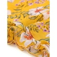 thumbnail image 6 of INSPIRE CHIC Women's Tops 3/4 Sleeves Ruffle Hem Floral Chiffon Shirt Blouses S Yellow, 6 of 7