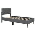 thumbnail image 5 of BTMWAY Twin Size Bed Frame, New Upgraded Linen Fabric Upholstered Platform Bed with Button Tufted Headboard, No Box Spring Needed, Twin Bed for Kids Teens Adults, 250lbs Capacity, Easy Assembly, Gray, 5 of 9