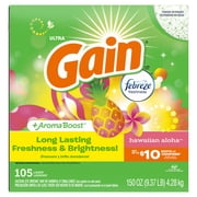 Gain Powder Laundry Detergent, Hawaiian Aloha Scent, 150 oz, 105 Loads
