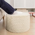 thumbnail image 3 of Round Pouf Ottoman 20 x 20 x 14 Inches Boho Poof Home Decor Floor Pouffe Ottoman Foot Rest for Couch Sofa Bean Bag Chairs Living Room Bedroom (Linen White), 3 of 16
