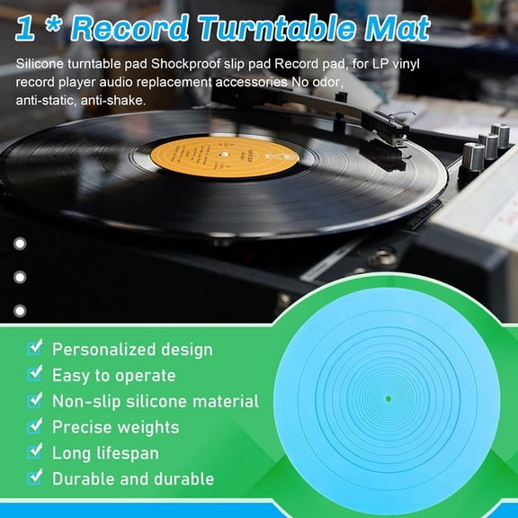 295mm Silicone Turntable Mat Anti-Vibration Slipmat Record Mat for LP Vinyl Record Player Audio Replacement Accessory D