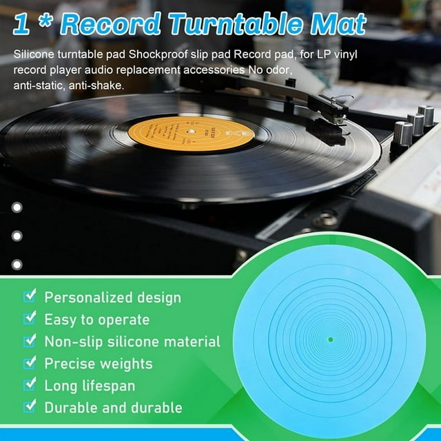 Alfombrilla de Silicona para Tocadiscos de 295 mm, Alfombrilla Antivibración, Alfombrilla Deslizante para LP, Accesorio de Repuesto de Audio D