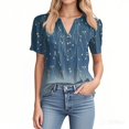 thumbnail image 3 of NAMTYQX Summer Shirts for Women Relaxed Fit Short Sleeve Plus Size Casual Soft Button V Neck Trending Comfort Blue Size S, 3 of 5