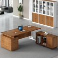 thumbnail image 2 of Wooden Organizer Study Table Computer Makeup Reception Vanity Office Desk Meeting Scrivanie Per Computer Modern Furniture My Lux Decor Round, 2 of 14