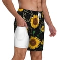 thumbnail image 2 of Kdxio Sunflowers Print Men'S Swim Trunks With Compression Liner 7 Inch Inseam Quick Dry Swim Shorts, 2 of 7