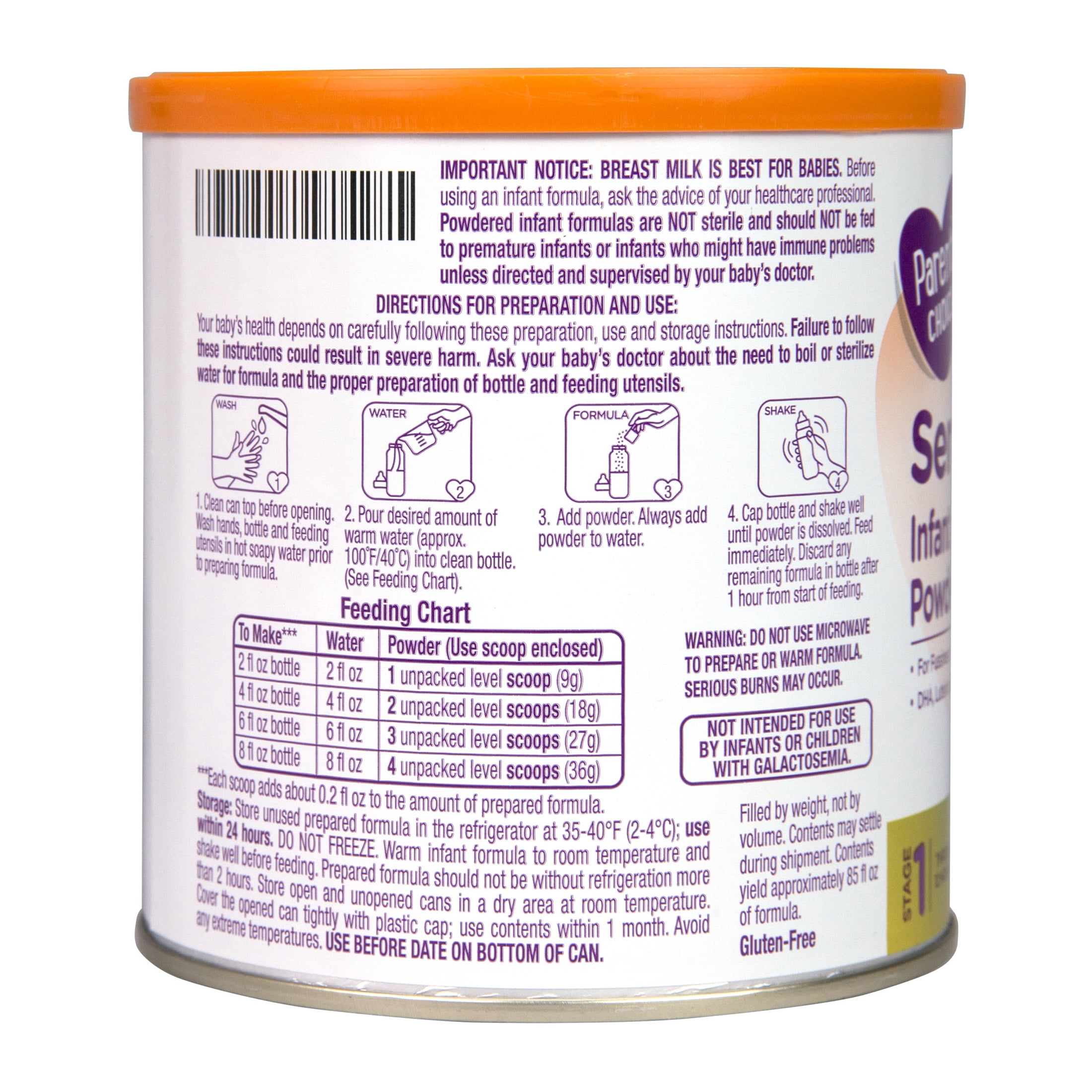 Parent's Choice Sensitivity Baby Formula Powder with Iron, 12 oz Canister