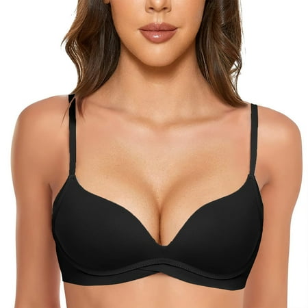 

3-Pack Bras for Women T Shirt with Push Up Padded Wireless Seamless Comfortable Soft Cup Bras