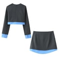 thumbnail image 6 of new autumn women's plaid contrast stitching mini skirt + top-top-S, 6 of 7