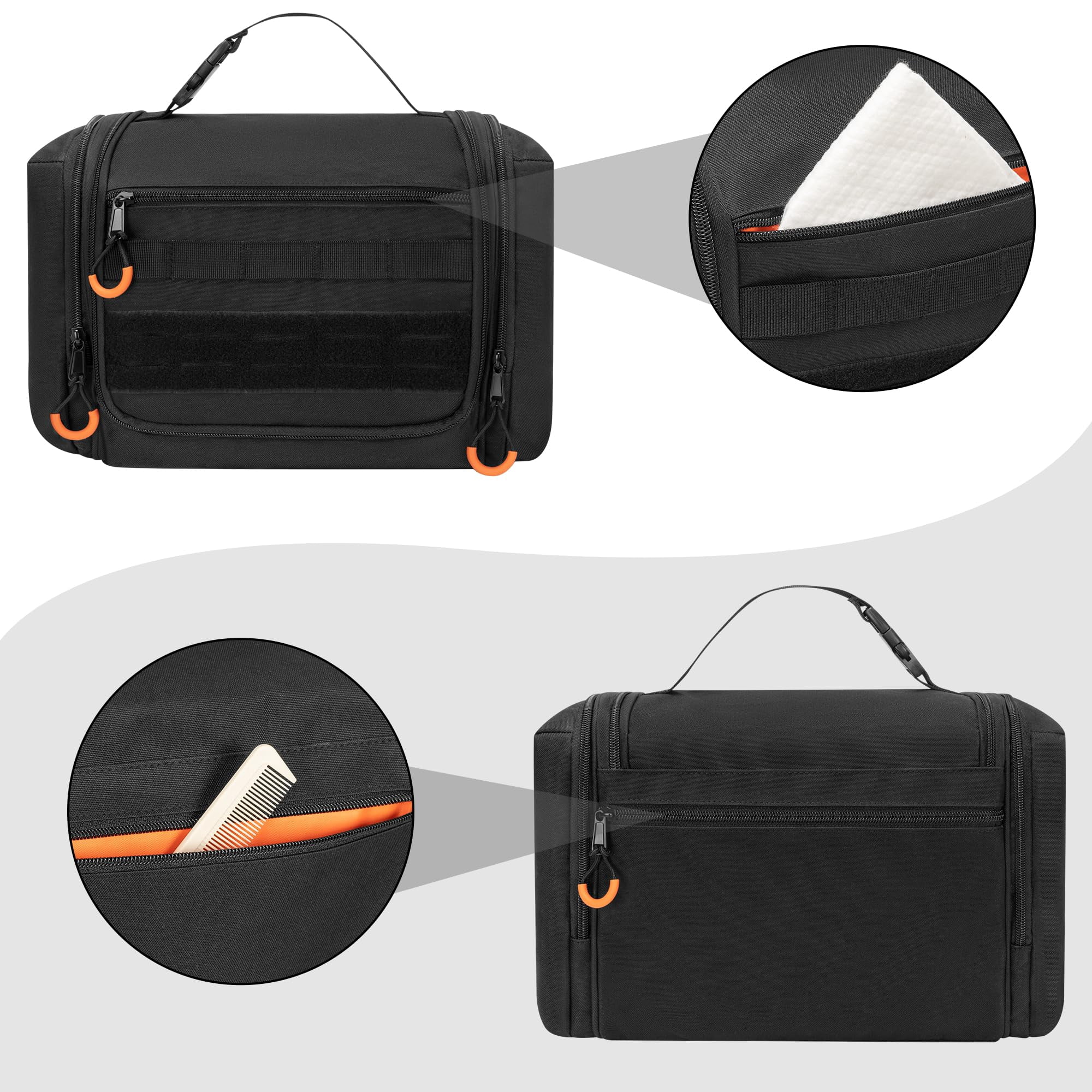 Toiletry Travel Bag For Men  Hanging Dopp Kit Hygiene Shower Organizer With Hook Toiletries And Shaving Care Black (empty Bag)