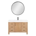 thumbnail image 2 of Leon 48" Vanity in Fir Wood Brown with Composite top in Lightning White & Mirror, 2 of 17
