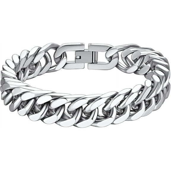 Stainless Steel/Link Chain Bracelet for Men 8/10mm Width Classic Jewelry