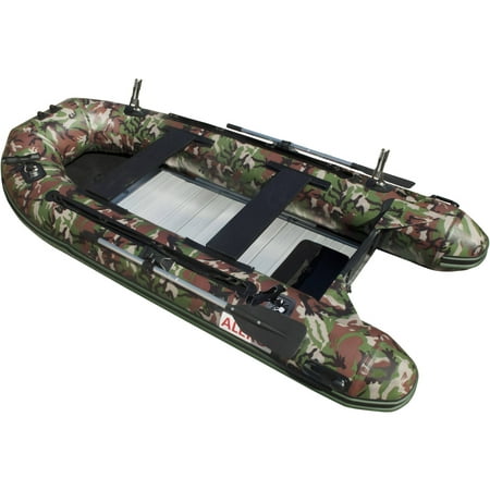 ALEKO PRO Fishing Inflatable Boat with Aluminum Floor - Front Board Holders - 12.5 ft - Camouflage