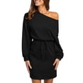 thumbnail image 1 of Vestido, Vestido de mujer de manga larga con cintura elástica vestido casual de otoño Tomshoo Negro/Extragrande, 1 of 7