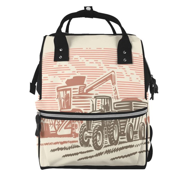 Easygdp Combine harvester working with tractor para Bolsa de Bebé de Gran Capacidad con Múltiples Bolsillos, Bolsa de Pañales para Padres, Bolsa de Viaje Organizada y Elegante