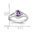 thumbnail image 2 of Solid 14k White Gold 6x4mm Pear Amethyst Purple February Gemstone Diamond Engagement Ring Size 7 (.017 cttw.), 2 of 3