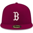 thumbnail image 2 of Men's New Era Cardinal Boston Red Sox White Logo 59FIFTY Fitted Hat, 2 of 6