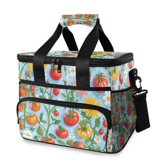 FORMRS Insulated Cooler Bag 24 Cans Capacity Soft Leakproof Lunch Box with Side Pockets, Various Tomatoes