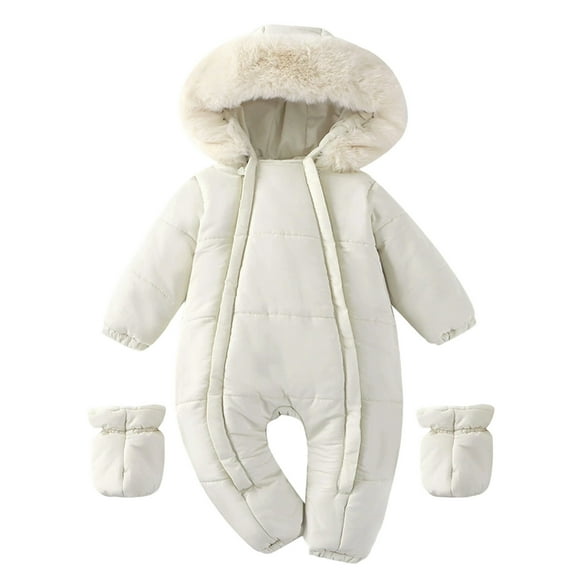 RMGVDSD Baby Boy Girl Winter Snowsuit Warm Padded Snow Wear Outfit Cute Down Jacket Clothes Infant Hooded Jumpsuit Romper Puffer Jackets Cute Winter Clothes 6-12 Months