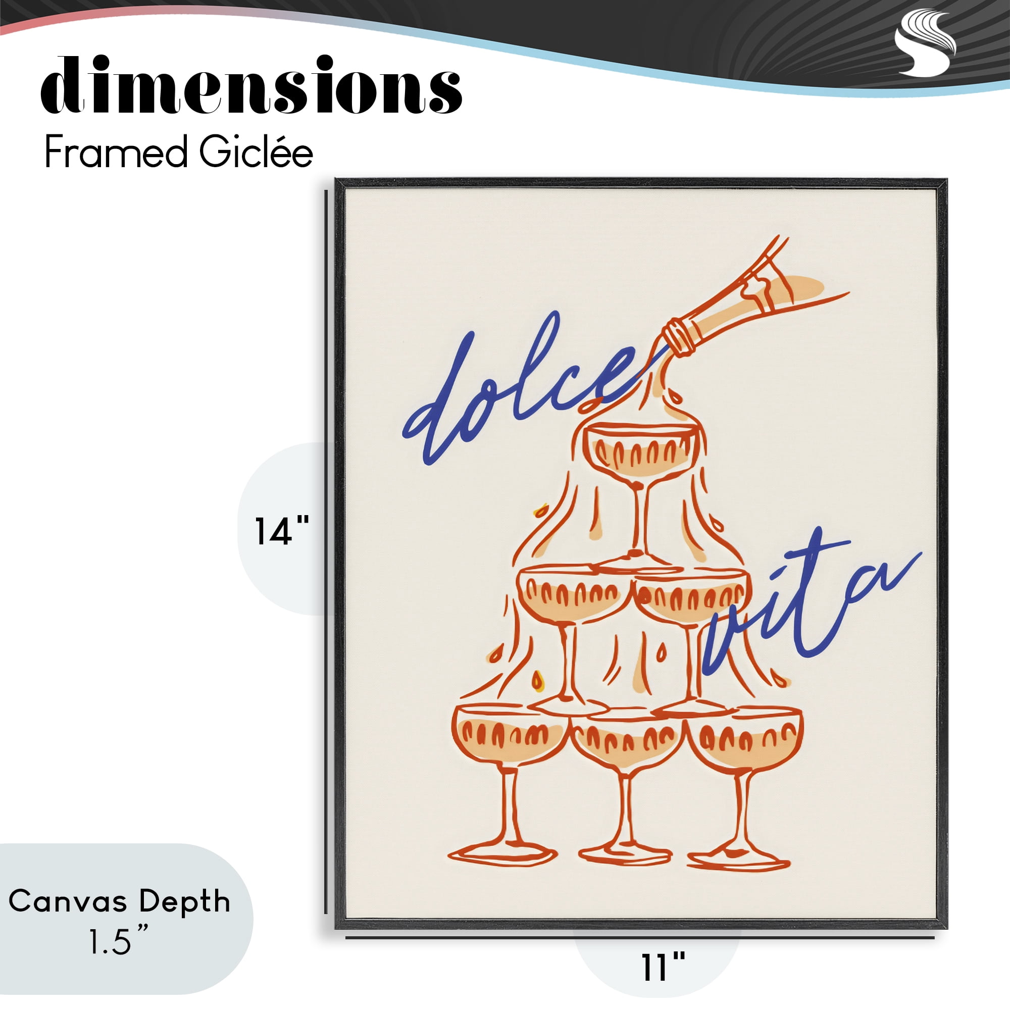 Stupell Industries Dolce Vita Champagne Tower Black Framed Giclee Art, design by The Prints Vibe