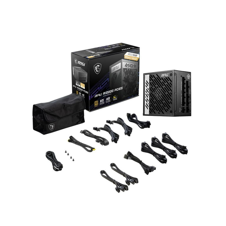 MSI - MPG A1000G PCIE5, 80+ GOLD Full Modular Gaming PSU, 12V-2x6