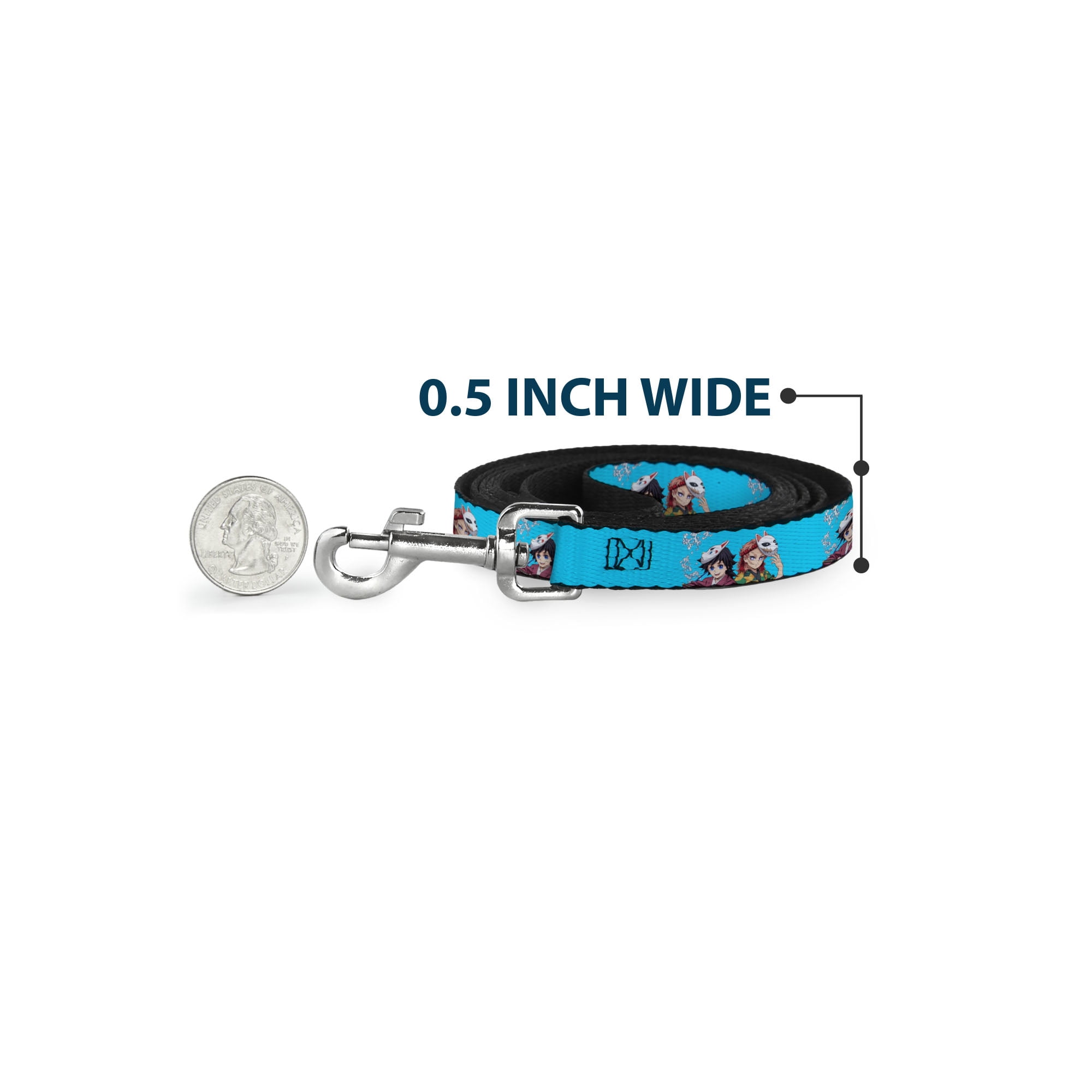 Aniplex of America Pet Leash, Dog Leash, Demon Slayer Giyu and Sabito Warding Mask Pose Blue, 6 Feet Long 1.0 Inch Wide