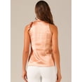 thumbnail image 4 of DARING DIVA Women's Elegant Sleeveless Bow Tie Neck Work Tops XS Orange Pink, 4 of 6