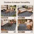 thumbnail image 2 of DEORAB Outdoor Rug 5'x 8' Polypropylene Surface Washable UV-Resistant Carpet Patio Deck Porch，Grey, 2 of 12