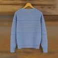 thumbnail image 4 of XPMWRP Women's Striped Print Knitted Jacket Long Sleeve Button Down Casual Coats Fall Winter Trendy Loose Jacket Blue S, 4 of 4