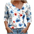 thumbnail image 2 of Homenesgenics Fall Tops for Women Long Sleeves Women's Fashion Casual Printed Button-Up Blouse T-Shirt Blouse Red XL, 2 of 5