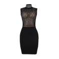 thumbnail image 6 of IROINNID Women's Sleeveless Sheath Dress Fashion Diamonds High Collar See-through Dress Turtleneck Knee-Length Women Dress, 6 of 9