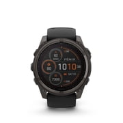 Garmin Fenix 8 51MM Solar Sapphire Multisport GPS Smartwatch Carbon Gray DLC Titanium with Black Gray Silicone Band, Built-in LED Flashlight, Fitness & Health Smart Watch Bundle for Men & Women