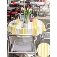 thumbnail image 5 of Outdoor Tablecloth with Umbrella Hole for Patio/Picnic/Party/Camping, Yellow Striped Waterproof Table Cloth Round Cover Washable, Modern Thin Line Vertical Stripes (Dia 60"), 5 of 9