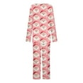 thumbnail image 4 of qolati Christmas Pajamas for Women Set 2 Piece Lounge Outfits Cute Santa Claus Print Long Sleeve Half Button Henley Pleated Sleepwear Long Pant Pjs Sets Pink S, 4 of 5