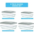thumbnail image 2 of KOMUEE 8 Pieces Glass Baking Dish with Lids Rectangular Glass Baking Pan Bakeware Set with Lids, Baking Pans for Lasagna, Leftovers, Cooking, Kitchen, Fridge-to-Oven, Gray, 2 of 7