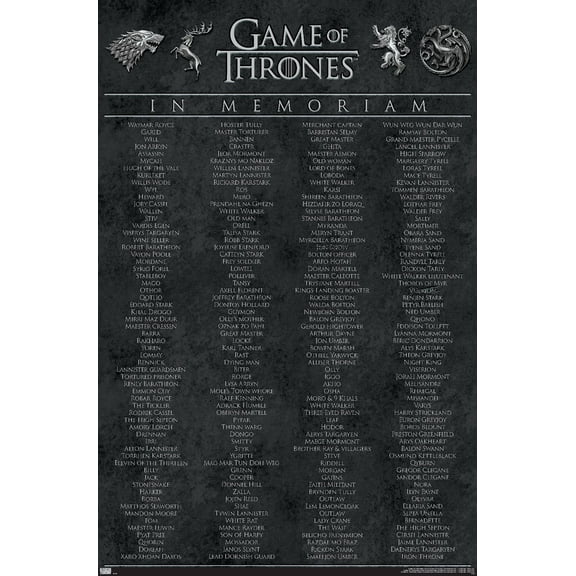 Game of Thrones - In Memoriam Wall Poster, 22.375" x 34"
