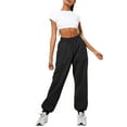 thumbnail image 1 of MAWCLOS Ladies Trousers Solid Color Sweatpants High Waist Jogger Pants Lounge Sports With Pockets Bottoms Black M, 1 of 4