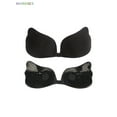 thumbnail image 1 of BadPiggies Women's Self Adhesive Silicone Invisible Plunge Bra Sticky Push up Strapless Bras (2 Pair, Black), 1 of 6