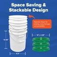 thumbnail image 5 of ePackageSupply 5 Gallon White Bucket with Green Gamma Seal Screw on Airtight Lid | Made in USA | Food Grade | Heavy-Duty HPDE Plastic | Durable 90 Mil Pail | Easy Stack and Store | BPA Free (6 Count), 5 of 7