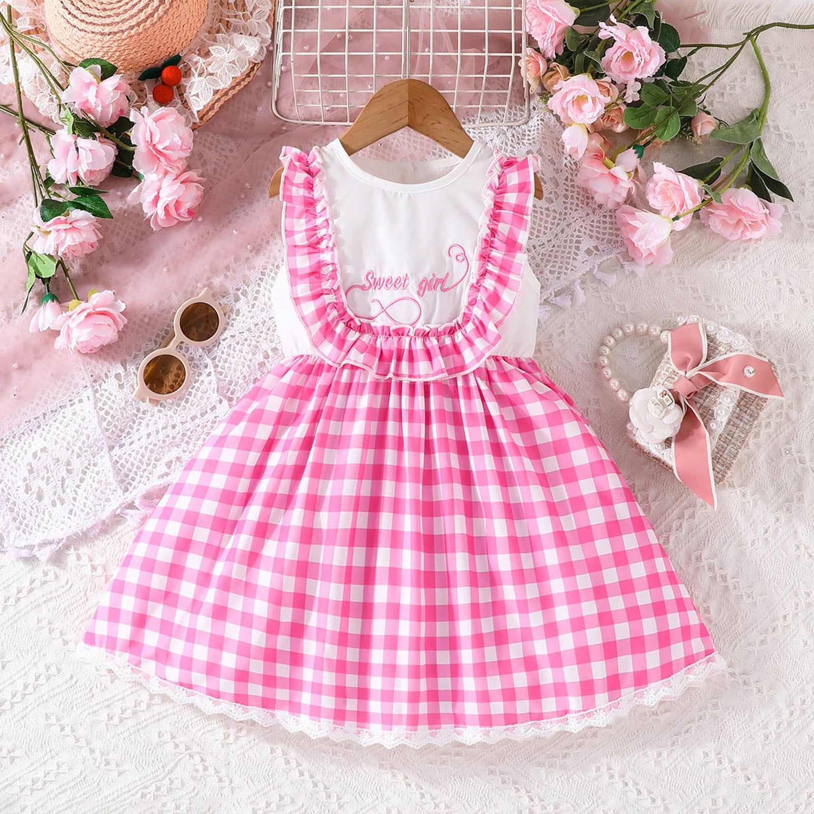 Sweet Cute Plaid Frenulum O Neck A Line Dresses Sweet Cute Plaid Frenulum O Neck A Line Dresses
