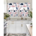 thumbnail image 4 of Pink Navy Blue Abstract Art Swag Curtains for Living Room/Bedroom Windows, Modern Geometric Art Kitchen Curtains and Valances Set 36 Inch Length, Light Filtering Swags Valance Curtain Panels, 4 of 5
