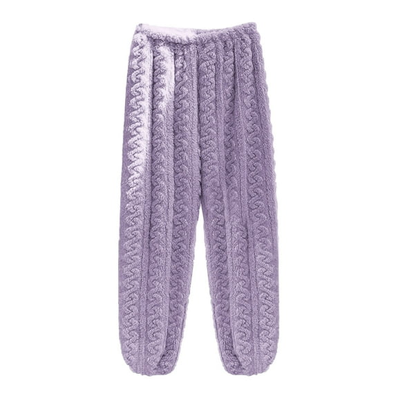 Wedfrse Pajama Pants,Pj Pants,Women Pj Bottoms Solid Color Sleepwear Fuzzy Fleece Pajama Pants Ladies Casual Trousers Plush Elastic Waist Pant,Lounge Pants,Pajamas,Womens Pajamas,Purple,One Size