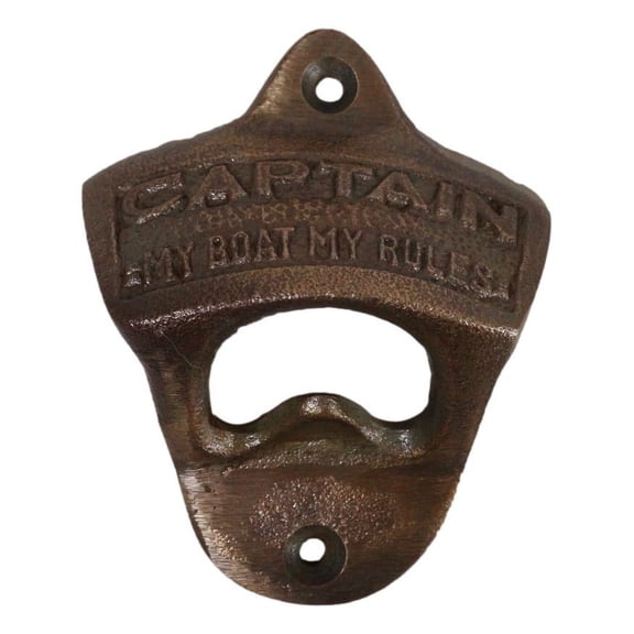 Pack Of 2 Vintage Cast Iron Rustic Captain My Boat My Rules Wall Bottle Opener