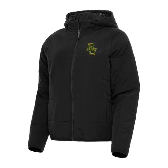 Women's Antigua Black Baylor Bears Universe Full-Zip Puffer Jacket