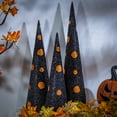 thumbnail image 2 of Gerson Set of 3 Assorted Black and Orange glitter Halloween cone trees, 2 of 2