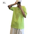 thumbnail image 1 of Camiseta de mujer de manga corta, cuello redondo, color sólido, camiseta informal, verde claro, XL seitruly AP001185-35B, 1 of 7