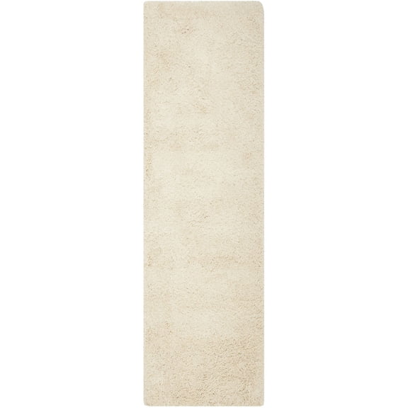 SAFAVIEH Santa Monica Chelsey Solid Shag Runner Rug, Ivory, 2'3" x 11'