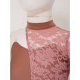thumbnail image 5 of TiaoBug Big Girls Lyrical Dance Costume Single Long Sleeve Lace Patchwork Modern Ballet Dance Dress Dusty Pink 6, 5 of 7