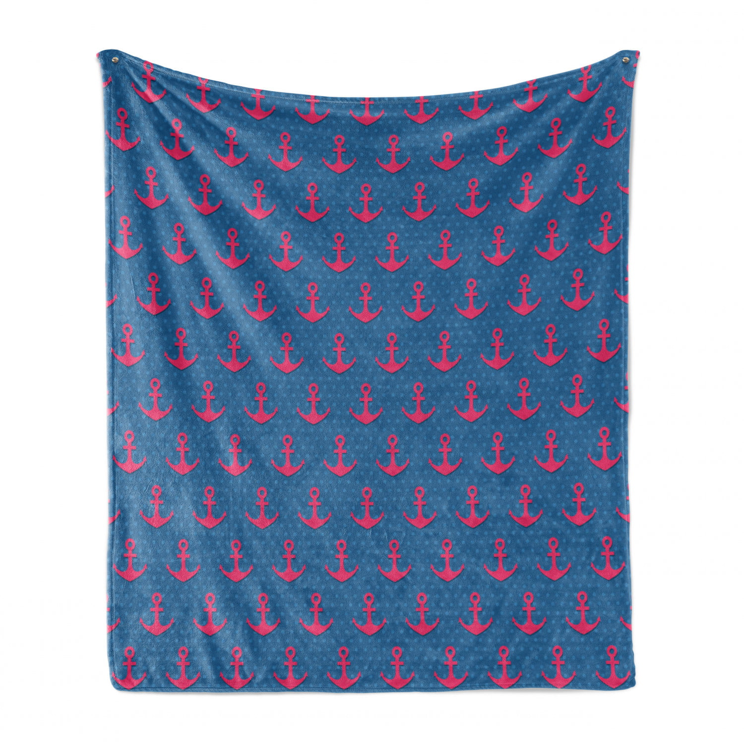 Cozy Plush for Indoor and Outdoor Use Magenta Violet Blue 70 x 90 Pink on Blue Polka Dotted Background Retro Nautical Pattern Print Ambesonne Anchor Soft Flannel Fleece Throw Blanket 