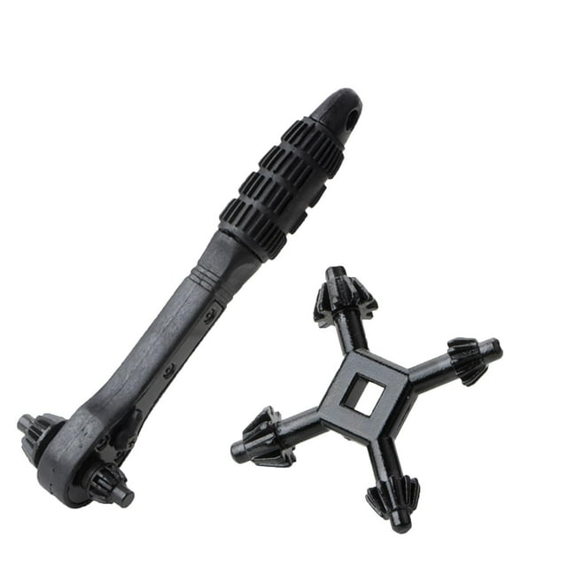 Llave de trinquete de llave de mandril de 4 vías de 2 piezas, llave de trinquete de mandril de taladro 2 en 1 Sunnimix llave de trinquete