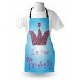thumbnail image 4 of Cartoon Apron, Romantic Words Couples in Love Colorful Mosaic Style Crown Tiara, Unisex Kitchen Bib with Adjustable Neck for Cooking Gardening, Adult Size, Multicolor Pink Blue, by Ambesonne, 4 of 4